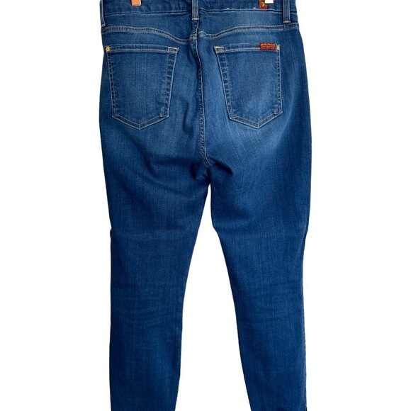 7 for All Mankind High Waist Ankle Skinny Jeans Size 28 Released Hem Side Splits - Picture 5 of 10